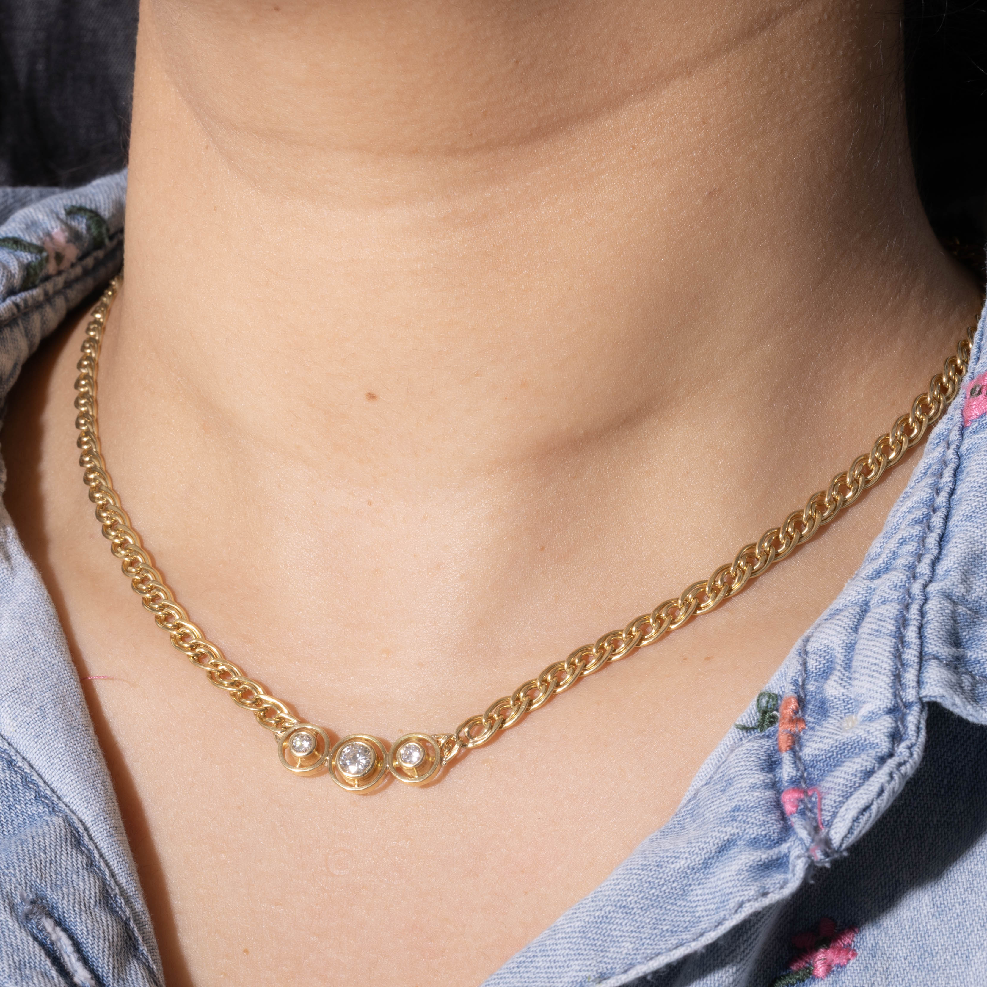 18k Three Stone Diamond Pendant Necklace | 0.64ctw | 18"