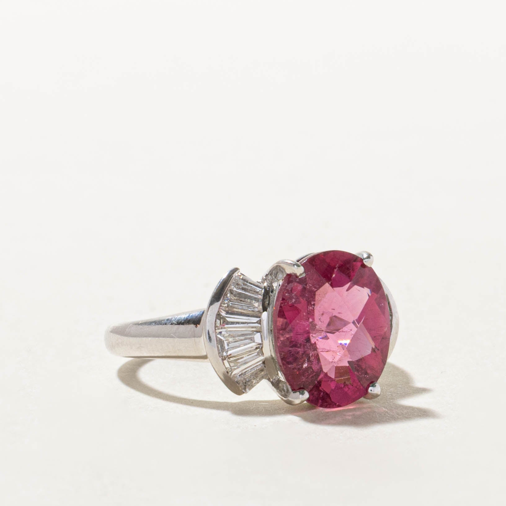 18k Pink Tourmaline & Diamond Accented Ring | 3.5ct, 0.4ctw | SZ 6.75