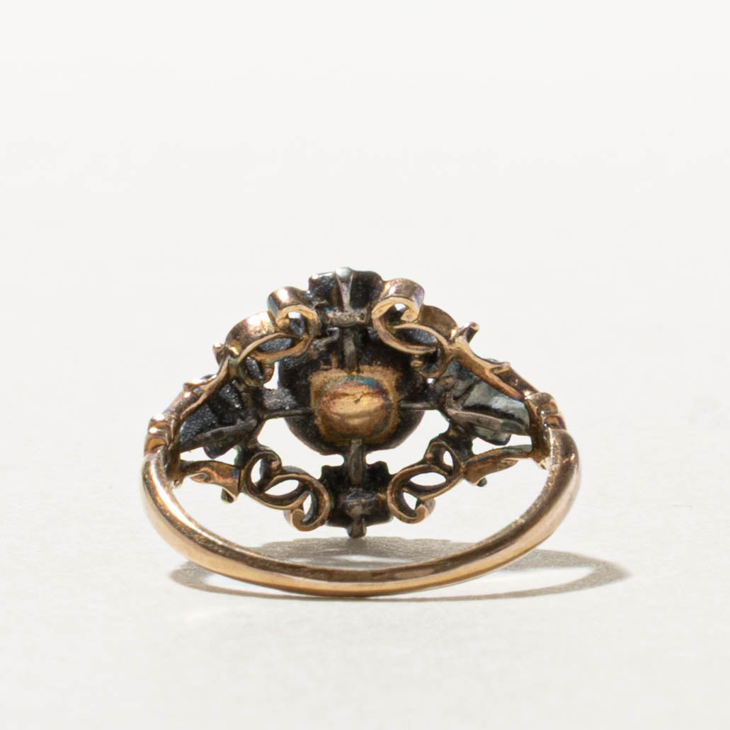 Georgian c.1800 Ruby & Old Mine Diamond Openwork Ring | 0.66ct, 0.28ctw | SZ 3.75
