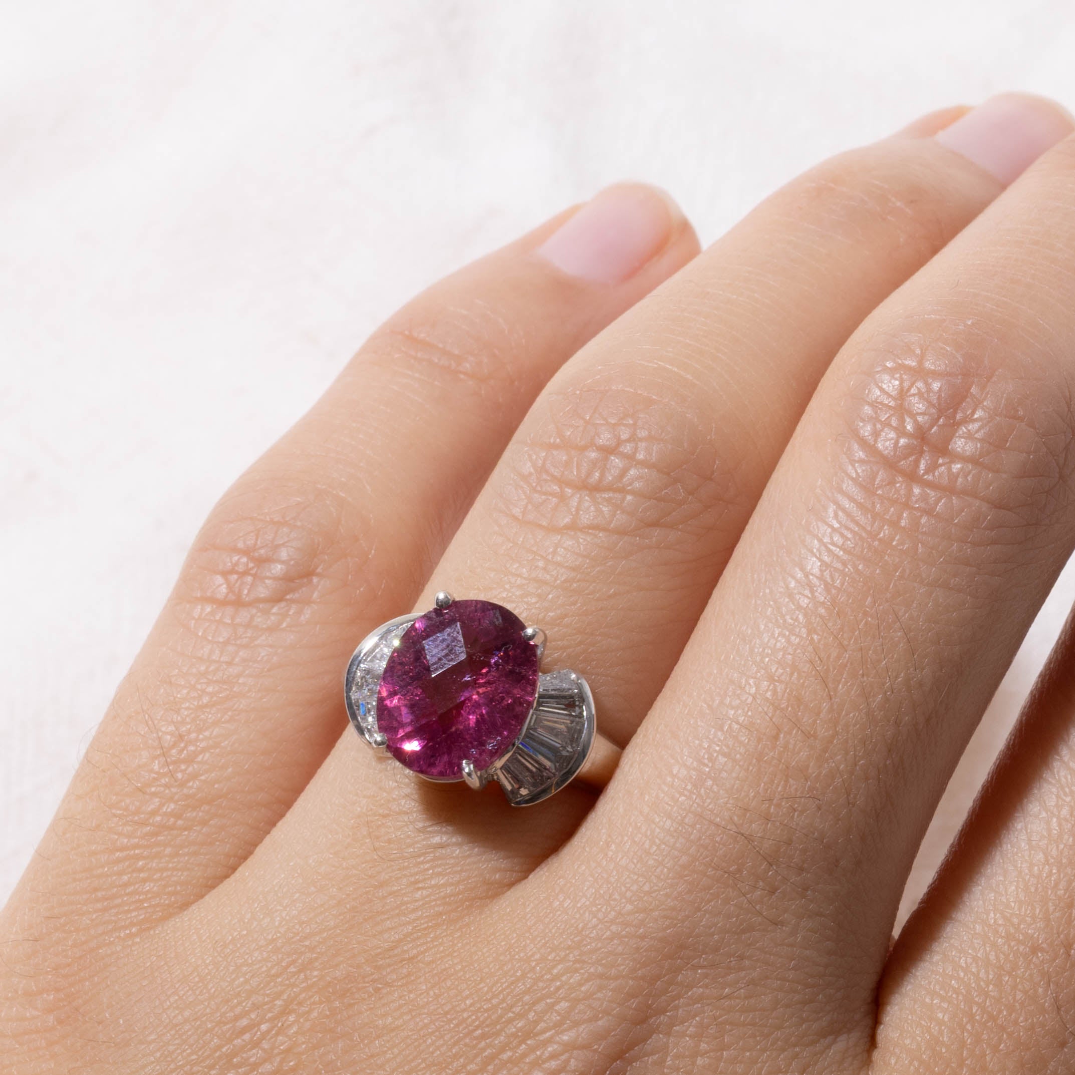 18k Pink Tourmaline & Diamond Accented Ring | 3.5ct, 0.4ctw | SZ 6.75