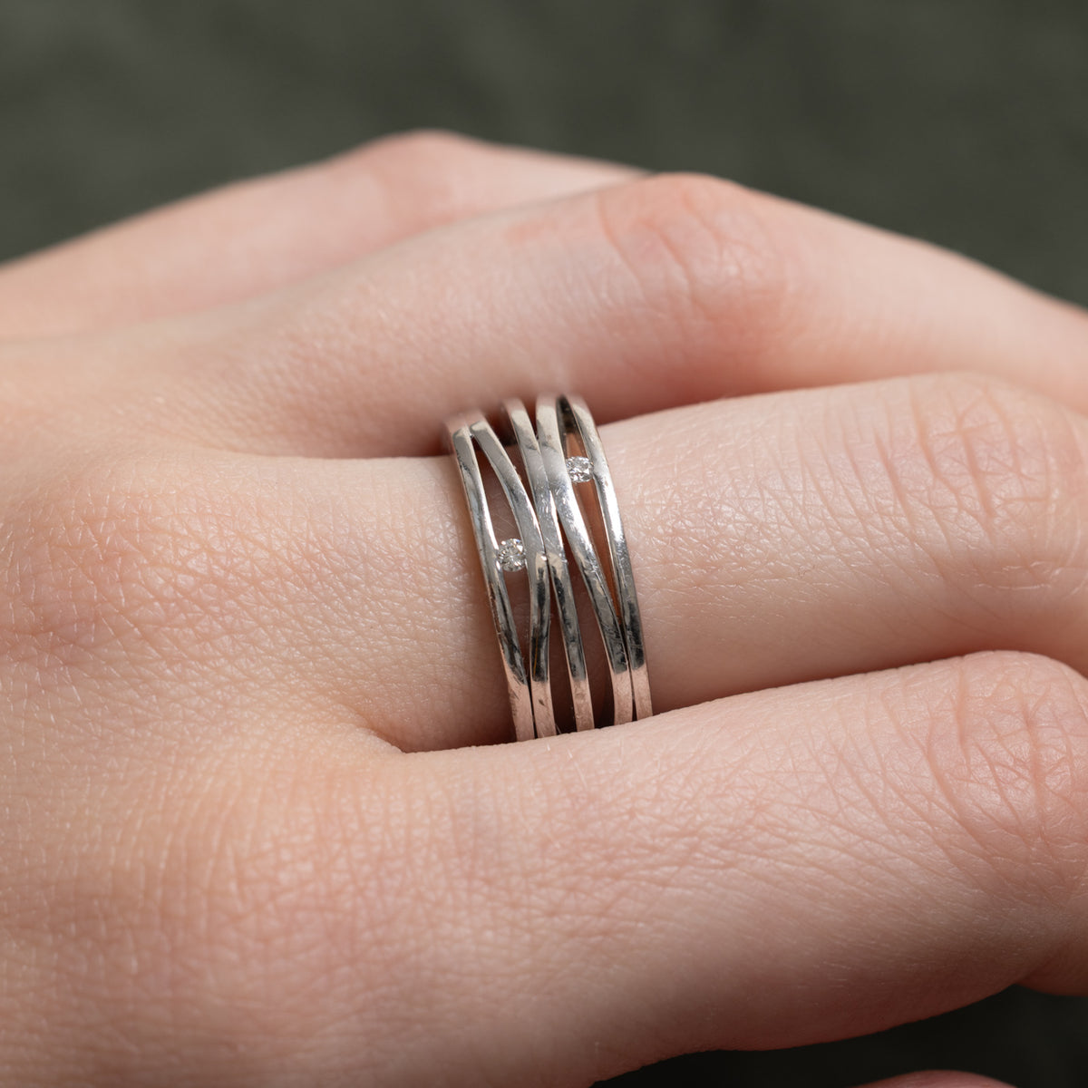 'Omega' Aqua Swing Ring | 0.12ctw | 8.05mm | SZ 6.5