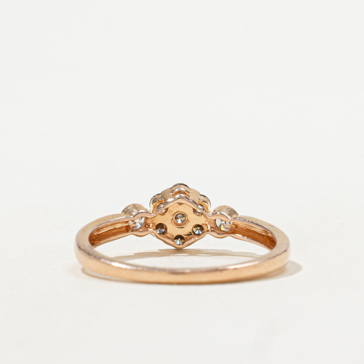 14k Brown & White Diamond Floral Cluster Ring | 0.29ctw | SZ 7
