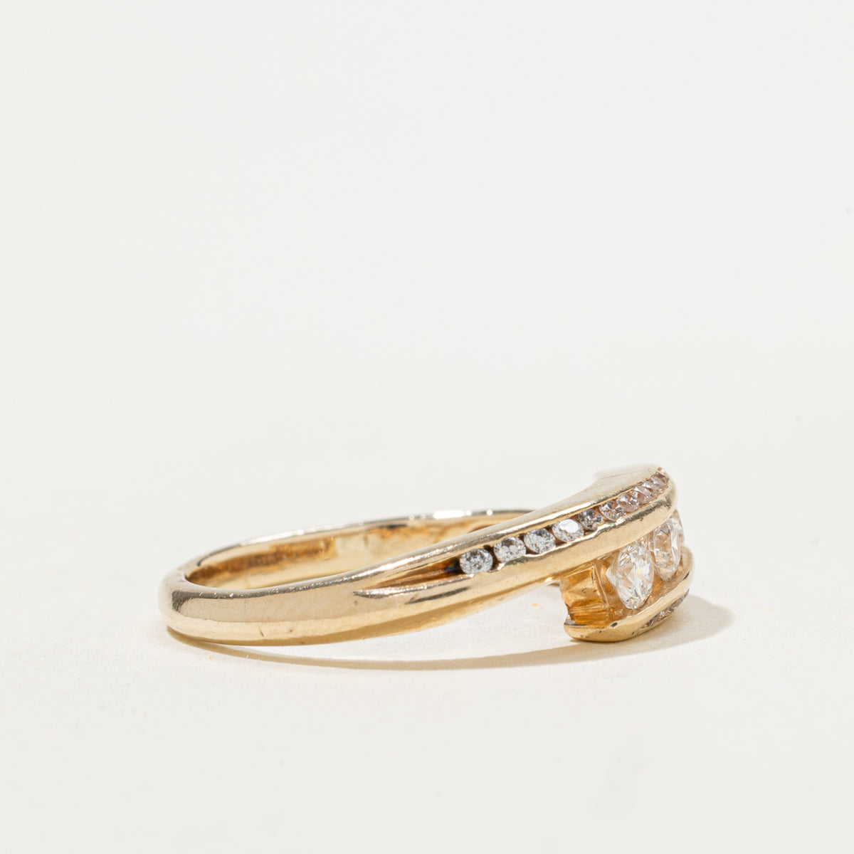 14k Three Stone Diamond Bypass Ring | 0.41ctw | SZ 7.75