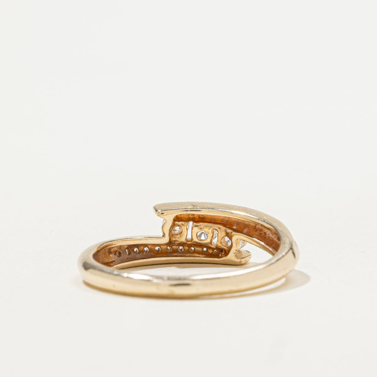 14k Three Stone Diamond Bypass Ring | 0.41ctw | SZ 7.75