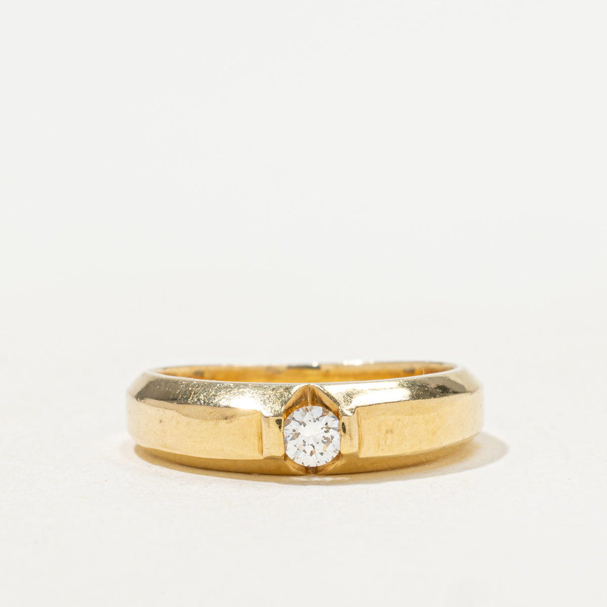18k Tension Set Diamond Grooved Band | 0.10ct | 4.50mm | SZ 4.25