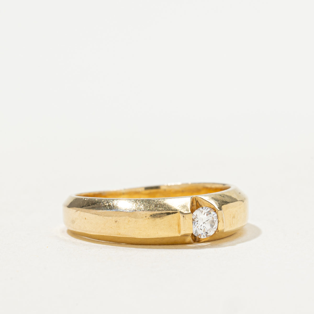 18k Tension Set Diamond Grooved Band | 0.10ct | 4.50mm | SZ 4.25