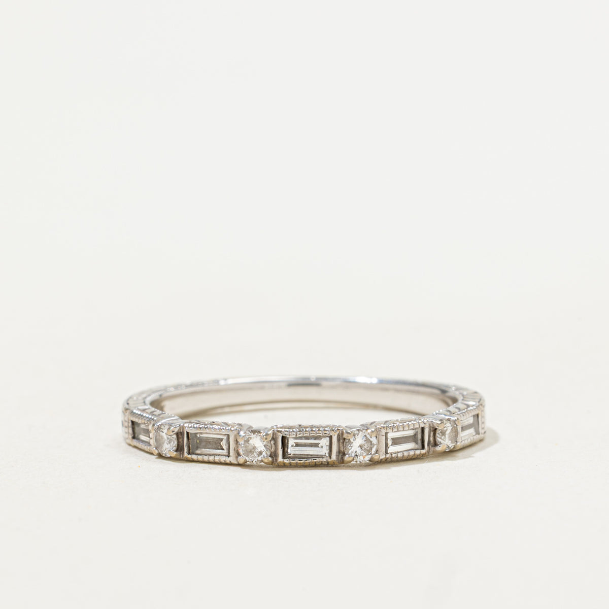 18k Semi Eternity Mixed Cut Diamond Engraved Band | 0.20ctw | 2.30mm | SZ 8