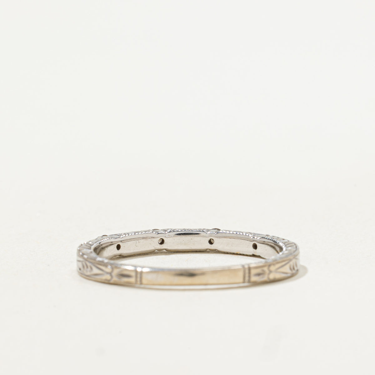 18k Semi Eternity Mixed Cut Diamond Engraved Band | 0.20ctw | 2.30mm | SZ 8