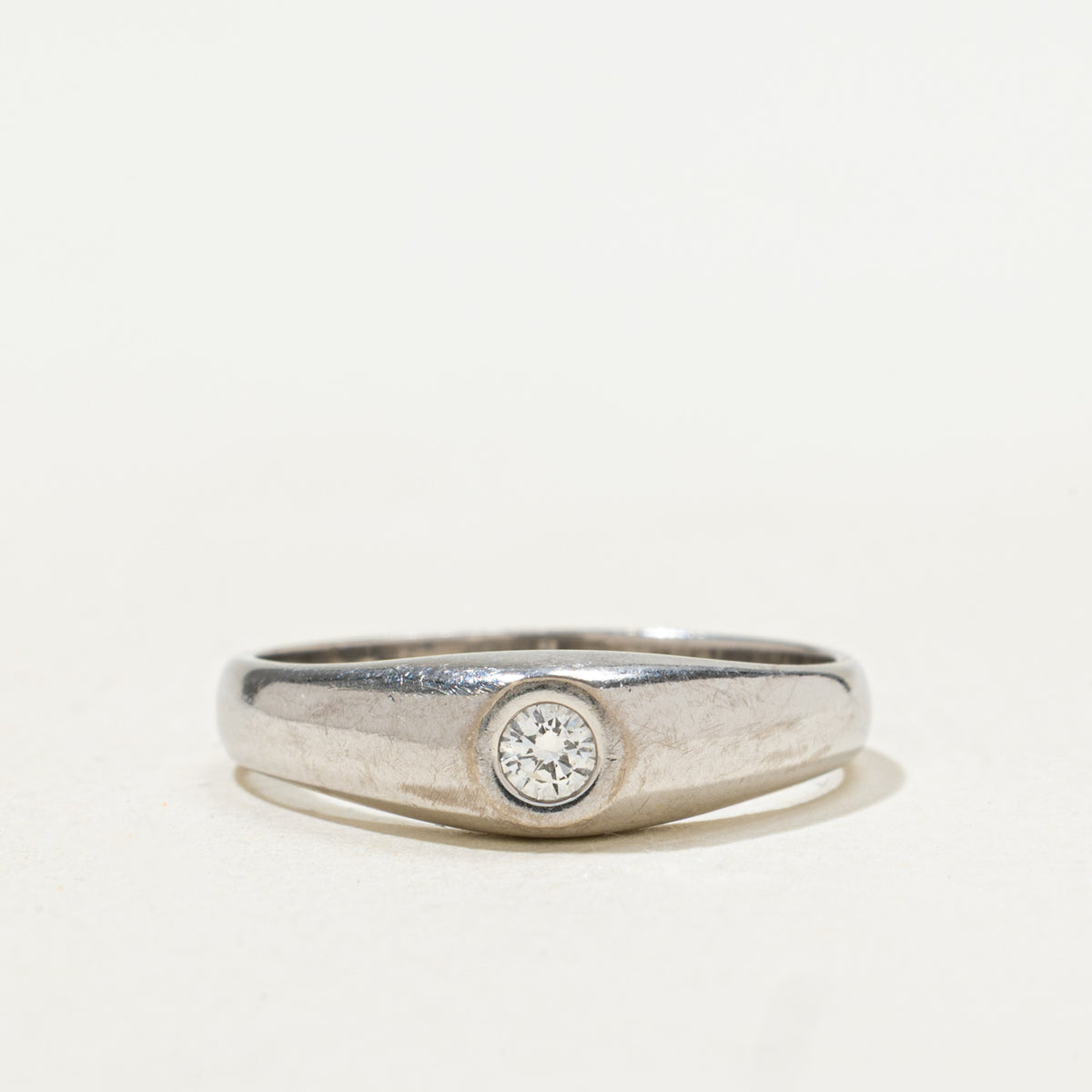 18k Solitaire Diamond Plain Dome Ring | 0.06ct | SZ 5.5