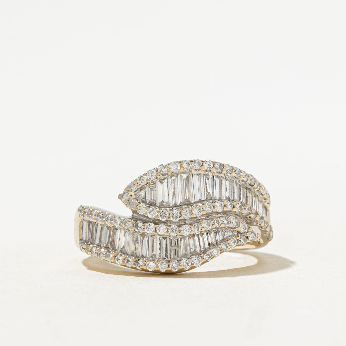 18k Multi Row Diamond Bypass Ring | 0.68ctw | SZ 4.75