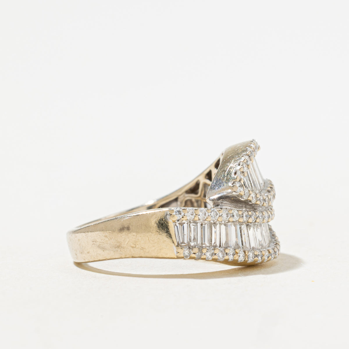 18k Multi Row Diamond Bypass Ring | 0.68ctw | SZ 4.75