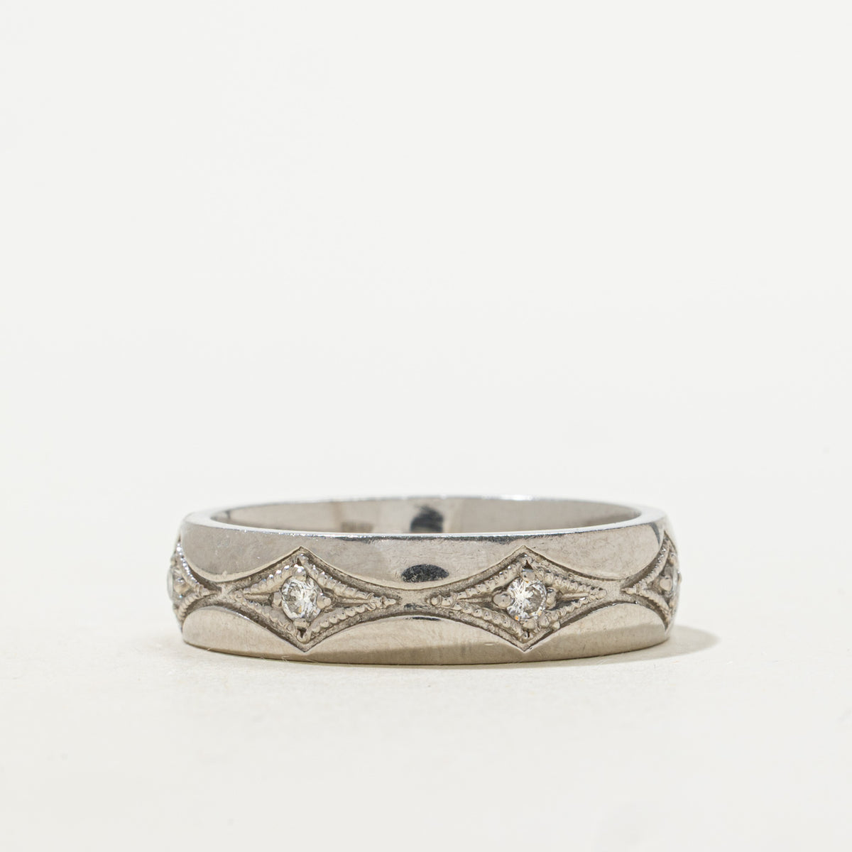950 Platinum Eternity Diamond Geometric Patterned Band | 0.21ctw | 5.85mm | SZ 10.25