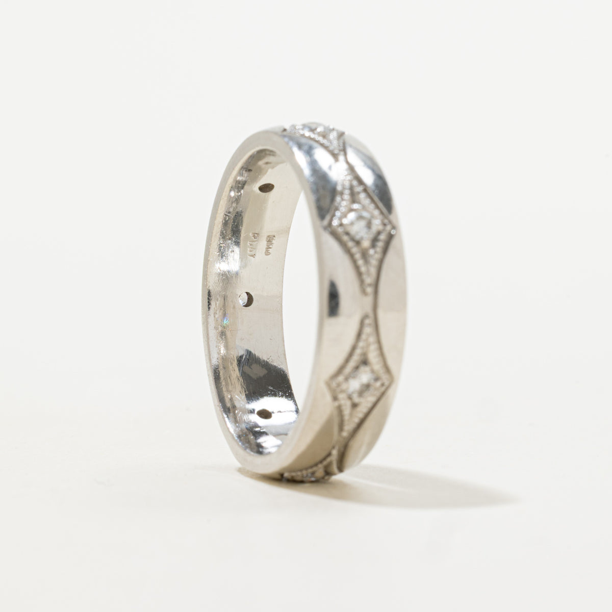 950 Platinum Eternity Diamond Geometric Patterned Band | 0.21ctw | 5.85mm | SZ 10.25