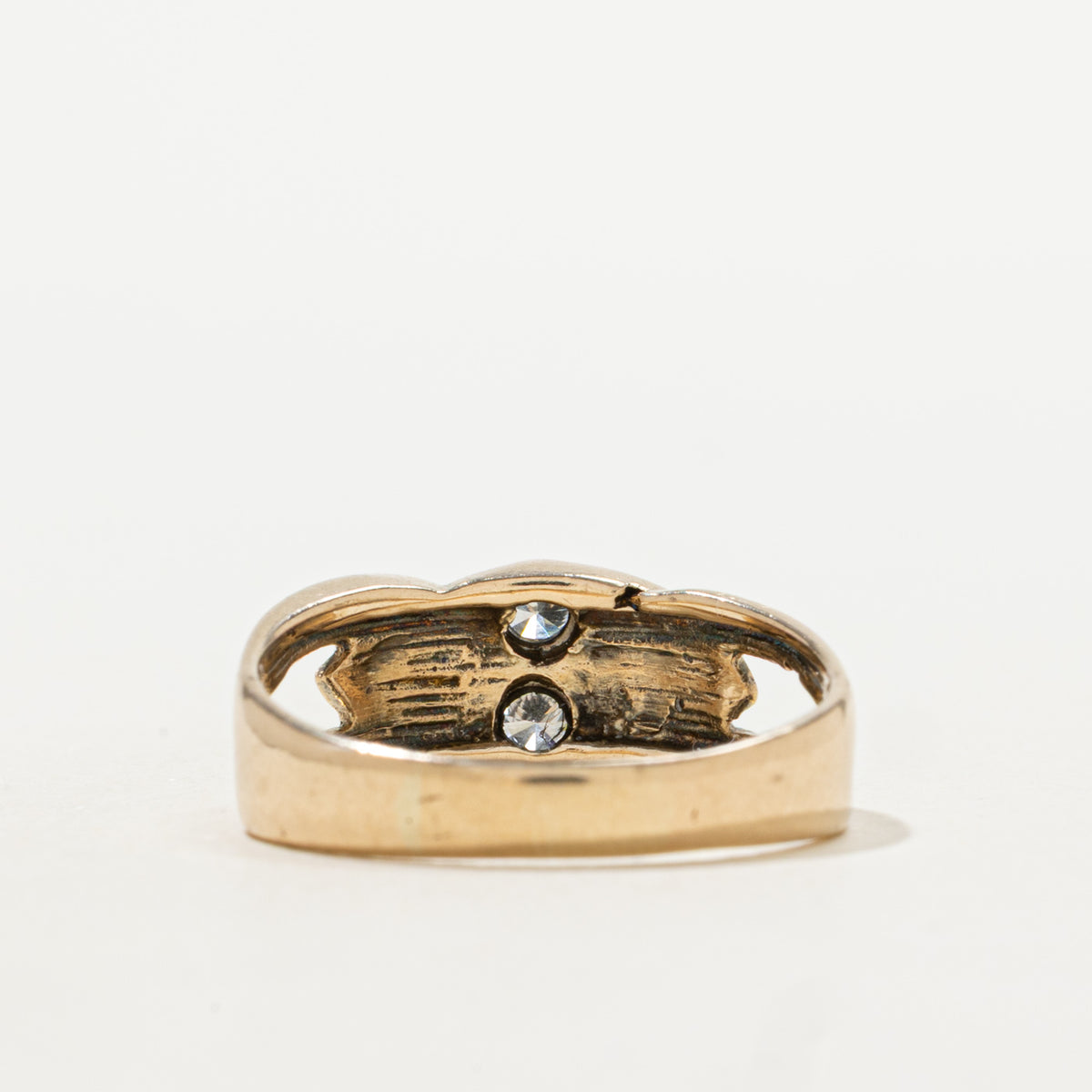 10k Two Stone Diamond Chain Link Ring | 0.10ct | SZ 6.75