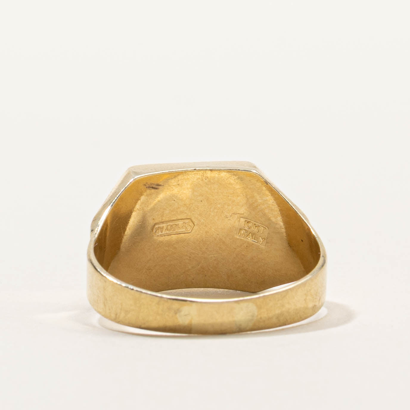 Vintage Canadian Diamond Grooved Signet Ring | SZ 7