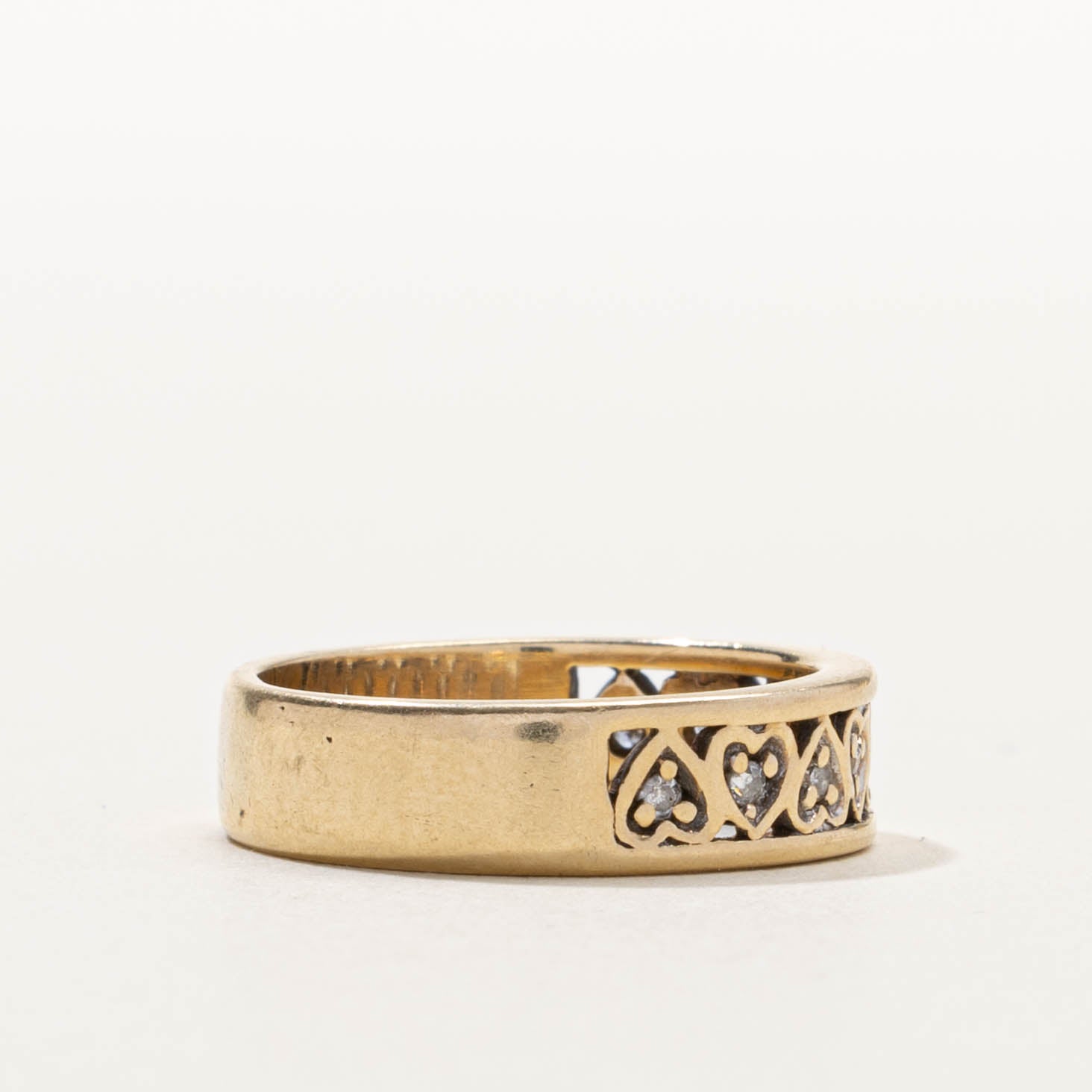 10k Diamond Openwork Heart Band | 8.00mm | SZ 6.5