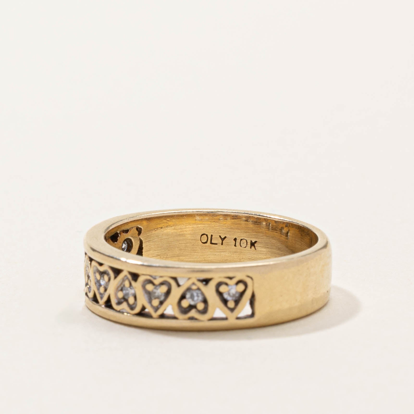 10k Diamond Openwork Heart Band | 8.00mm | SZ 6.5