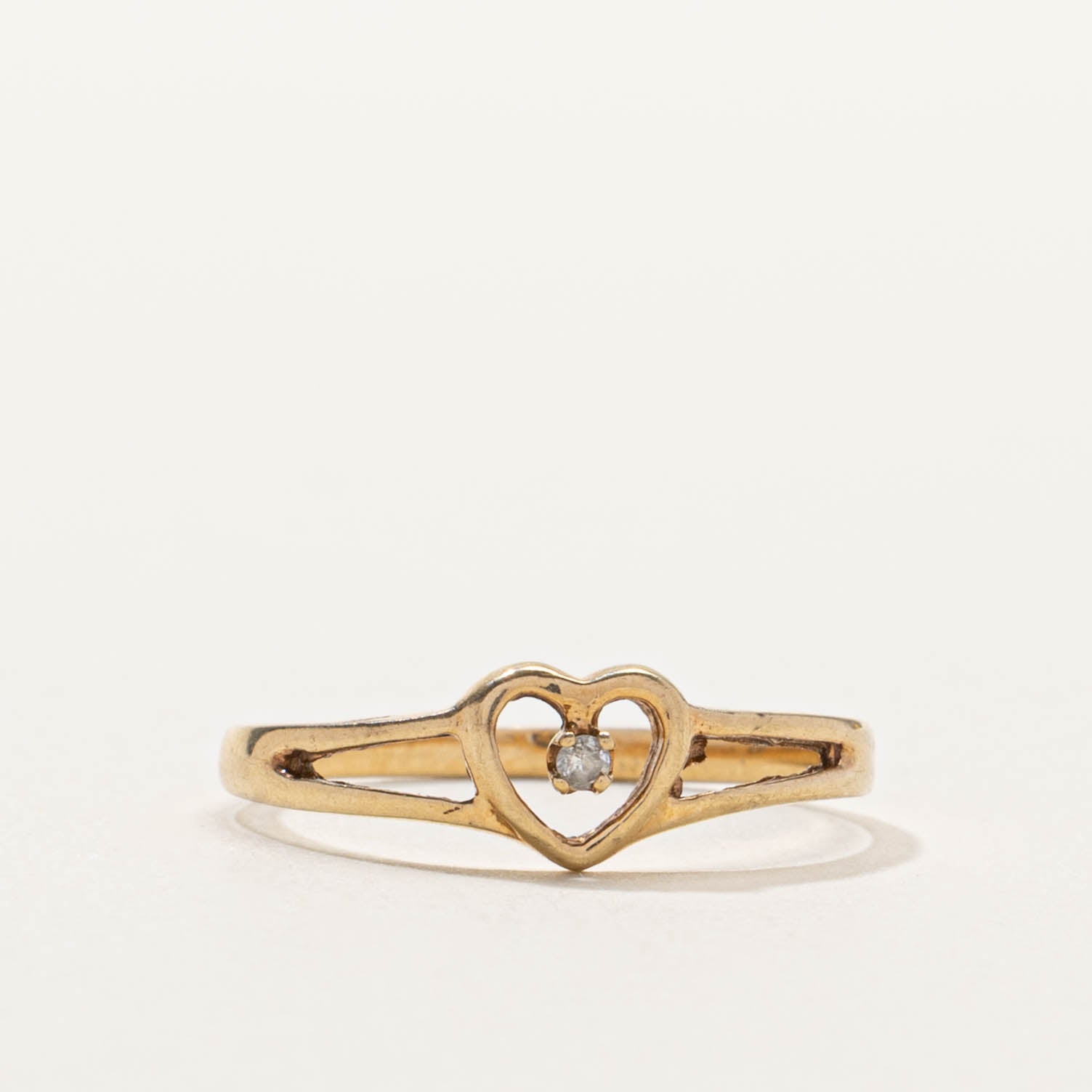 10k Diamond Heart Split Shank Ring | SZ 6