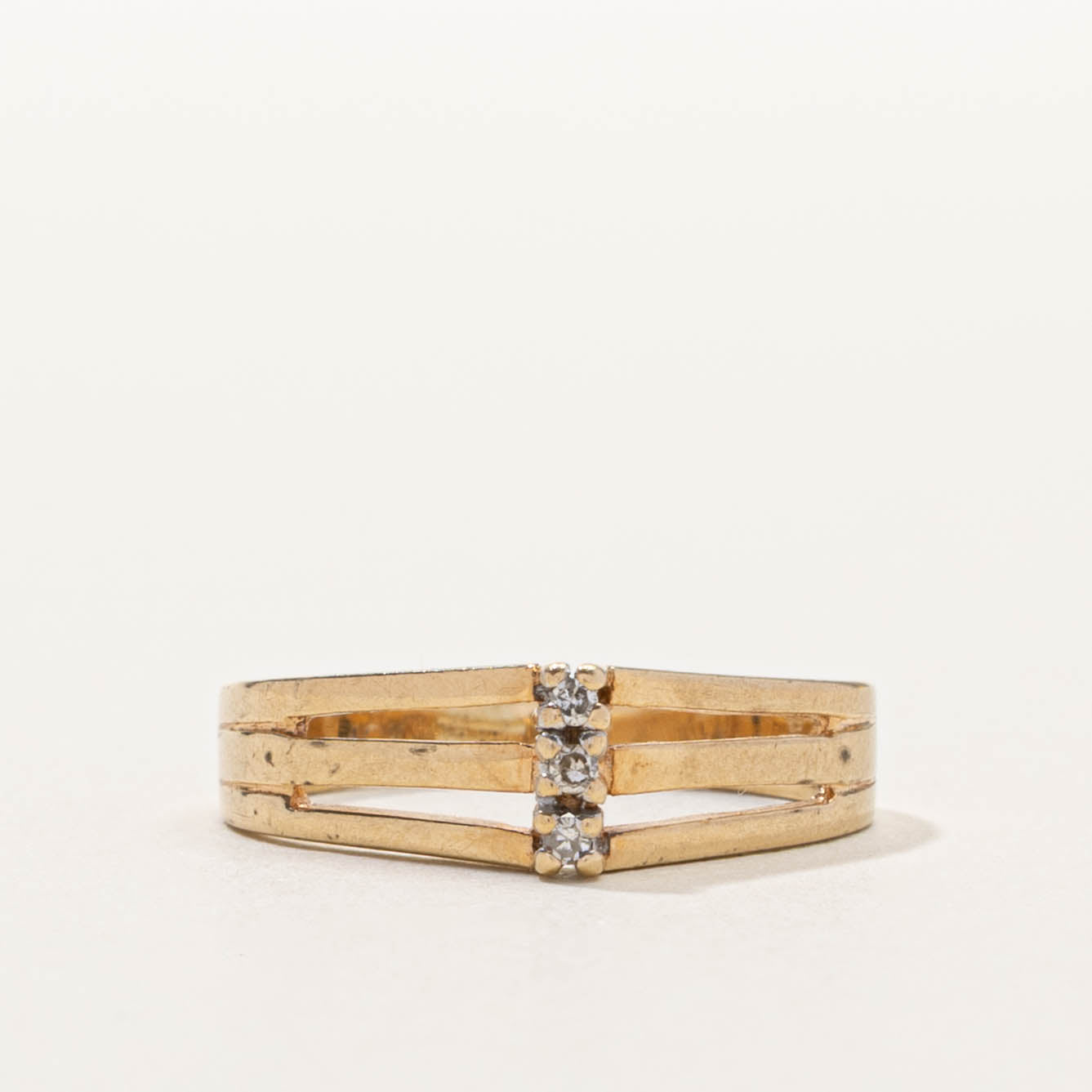 10k Diamond Triple Split Shank Ring | SZ 5.5