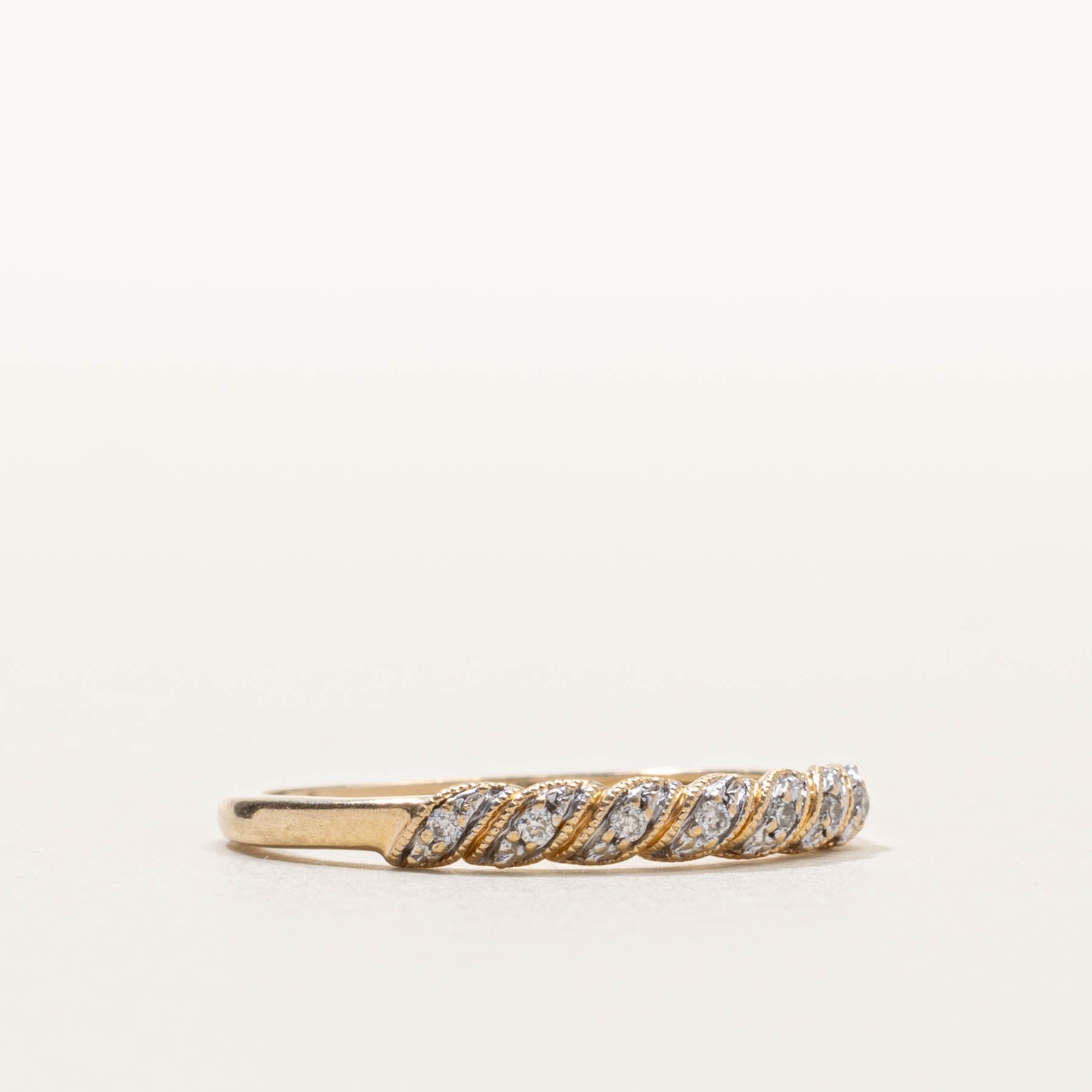 10k Diamond Milgrained Rope Band | SZ 7.25