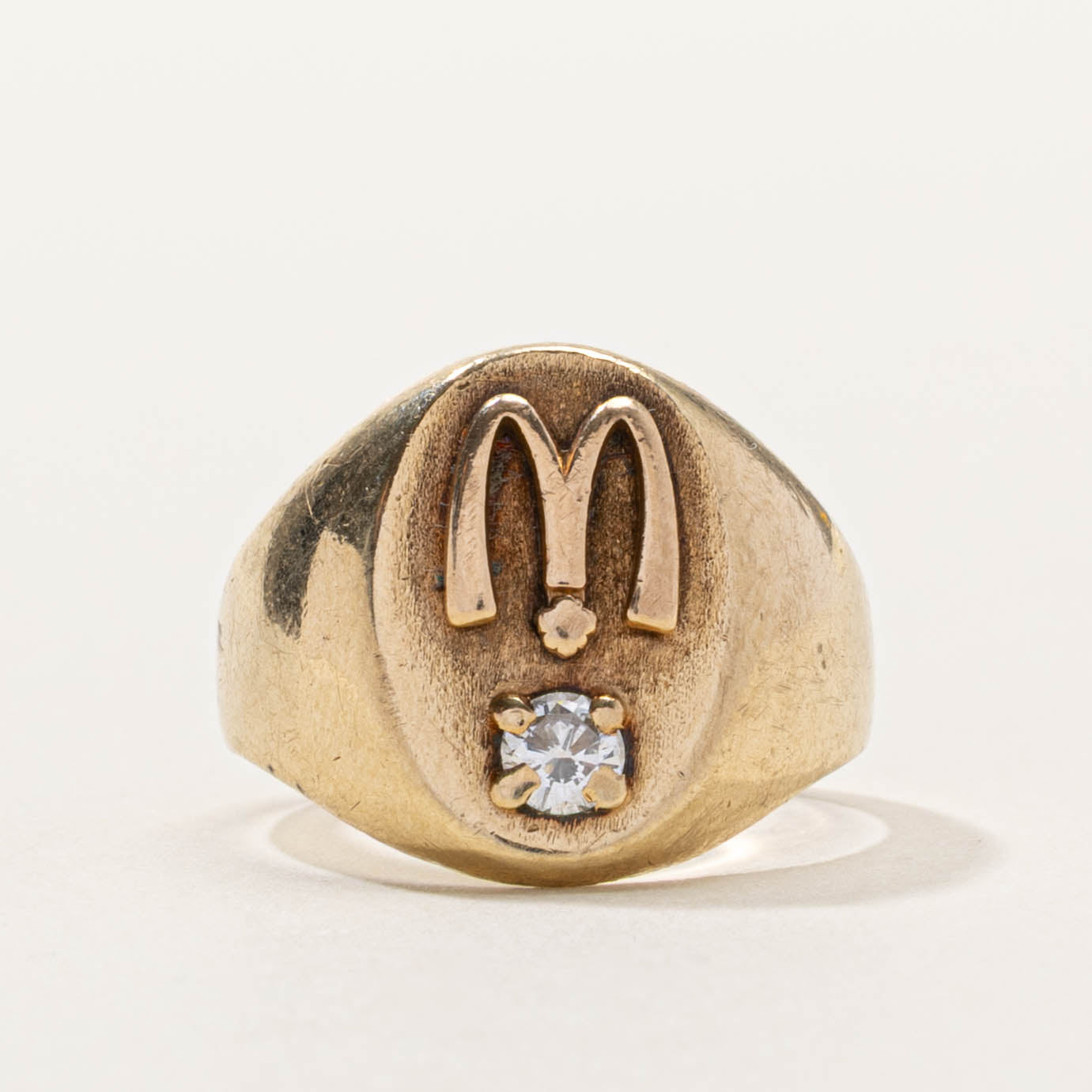 ‘McDonalds' Diamond “M” Initialized Signet Ring | SZ 4.5