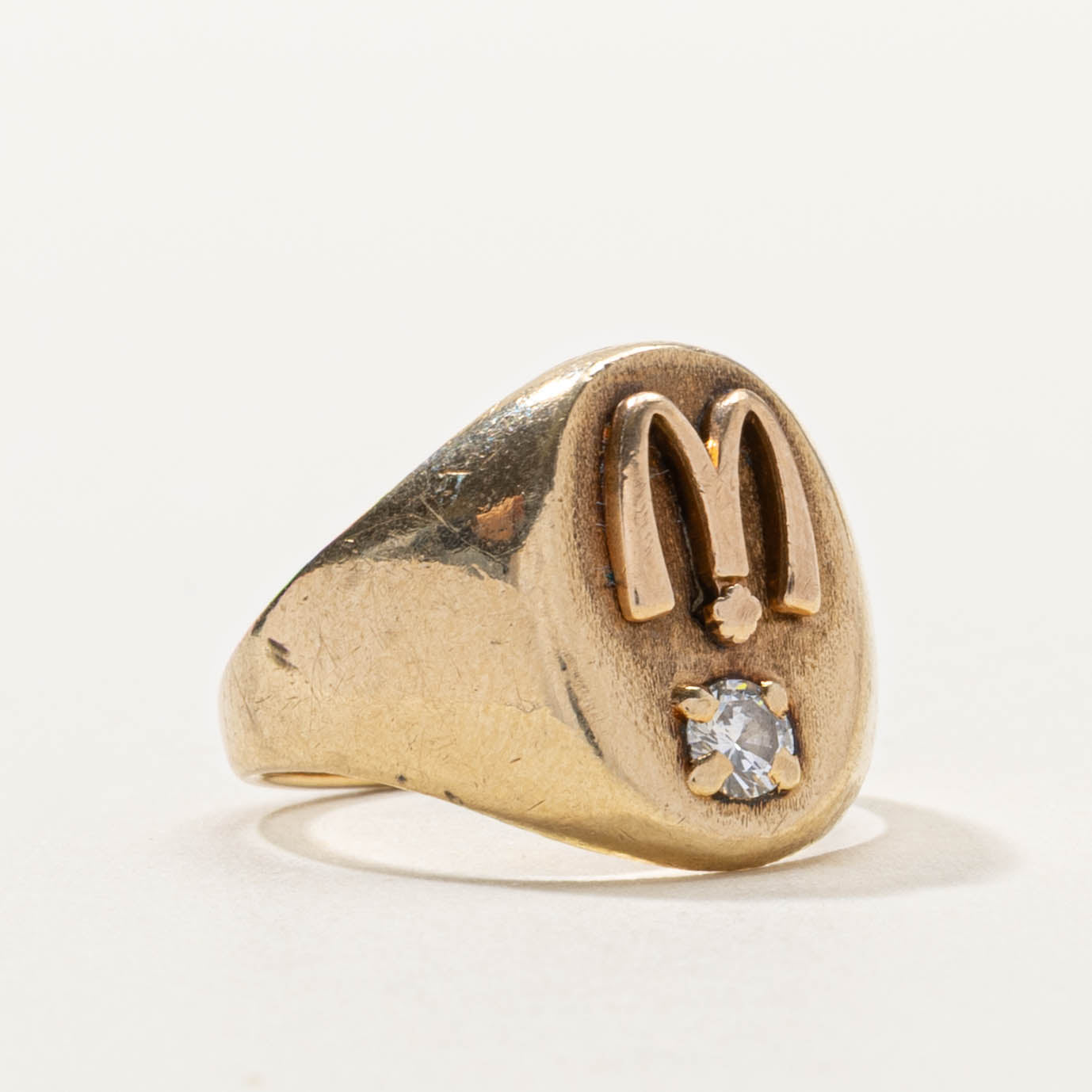 ‘McDonalds' Diamond “M” Initialized Signet Ring | SZ 4.5