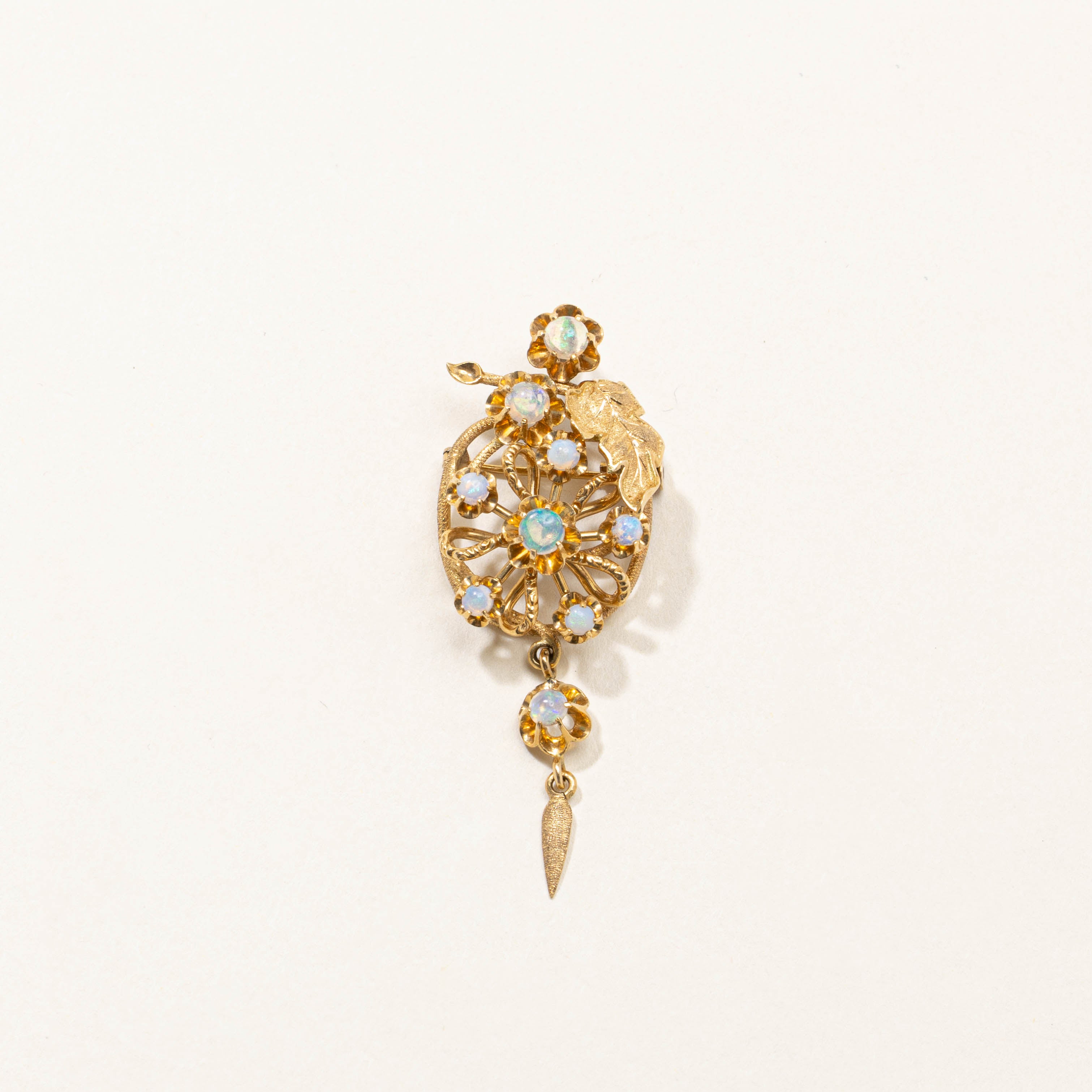 18k Scattered Opal Openwork Floral Brooch | 1.15ctw