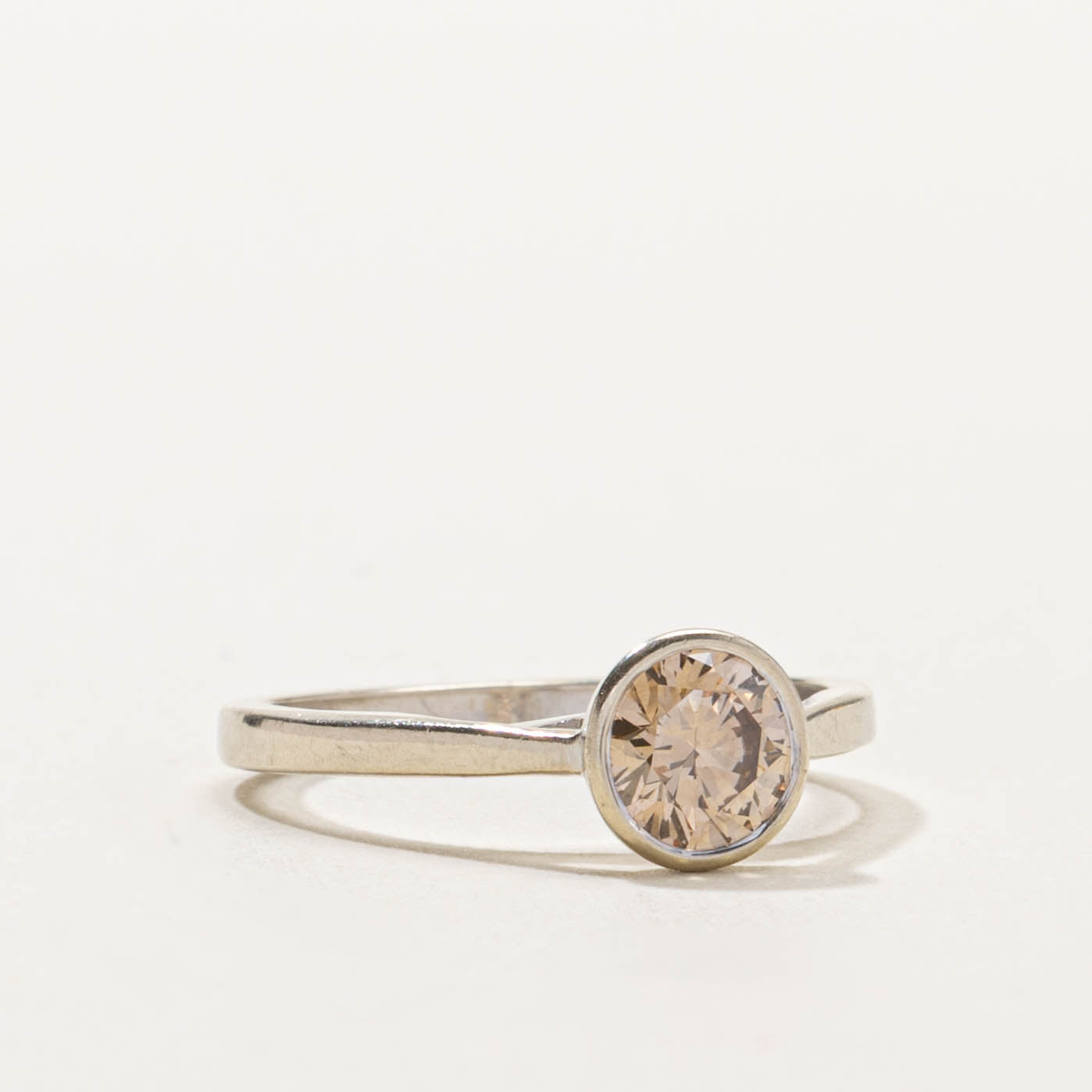 14k Bezel Set Diamond Reverse Tapered Ring | 0.80ct | SZ 6.25