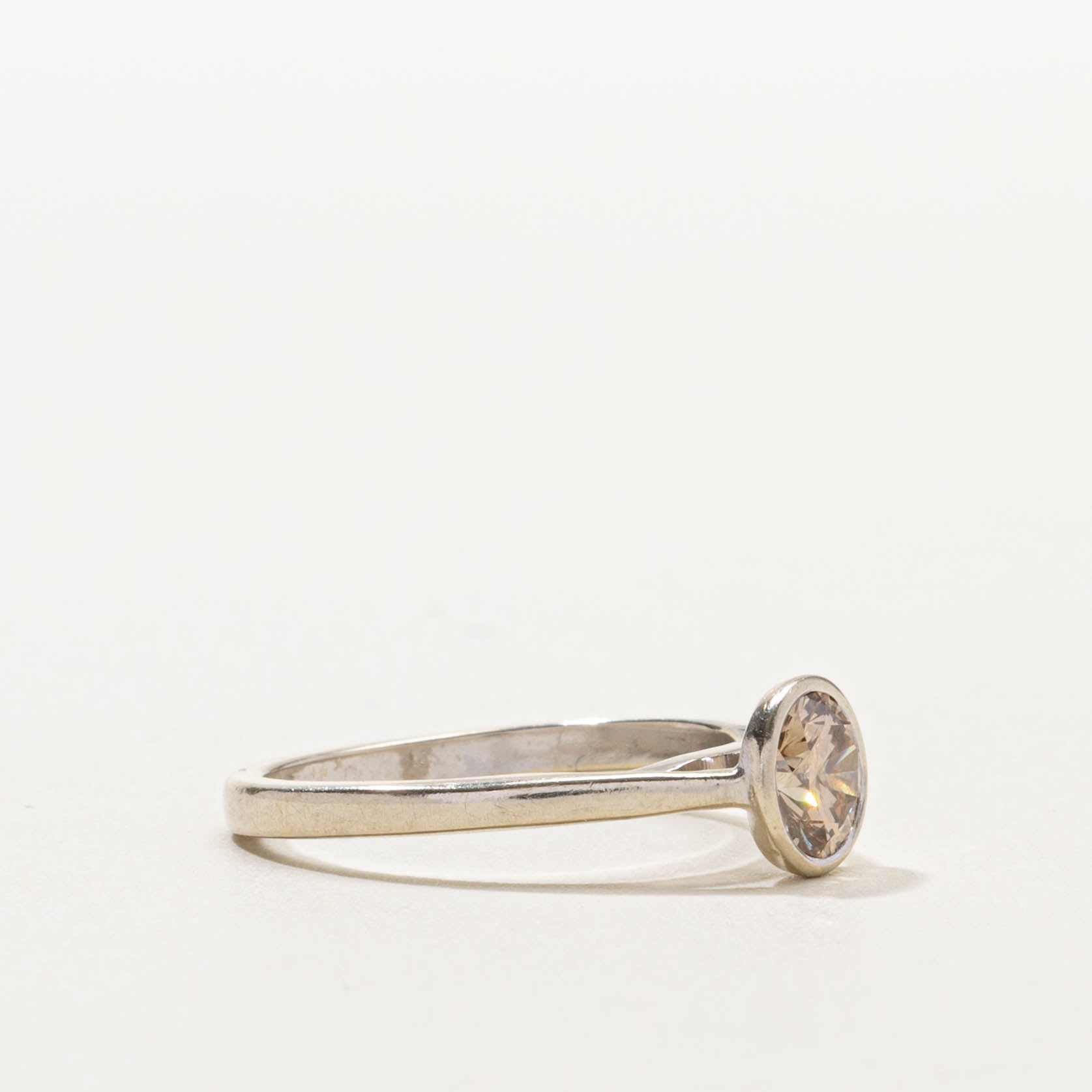 14k Bezel Set Diamond Reverse Tapered Ring | 0.80ct | SZ 6.25