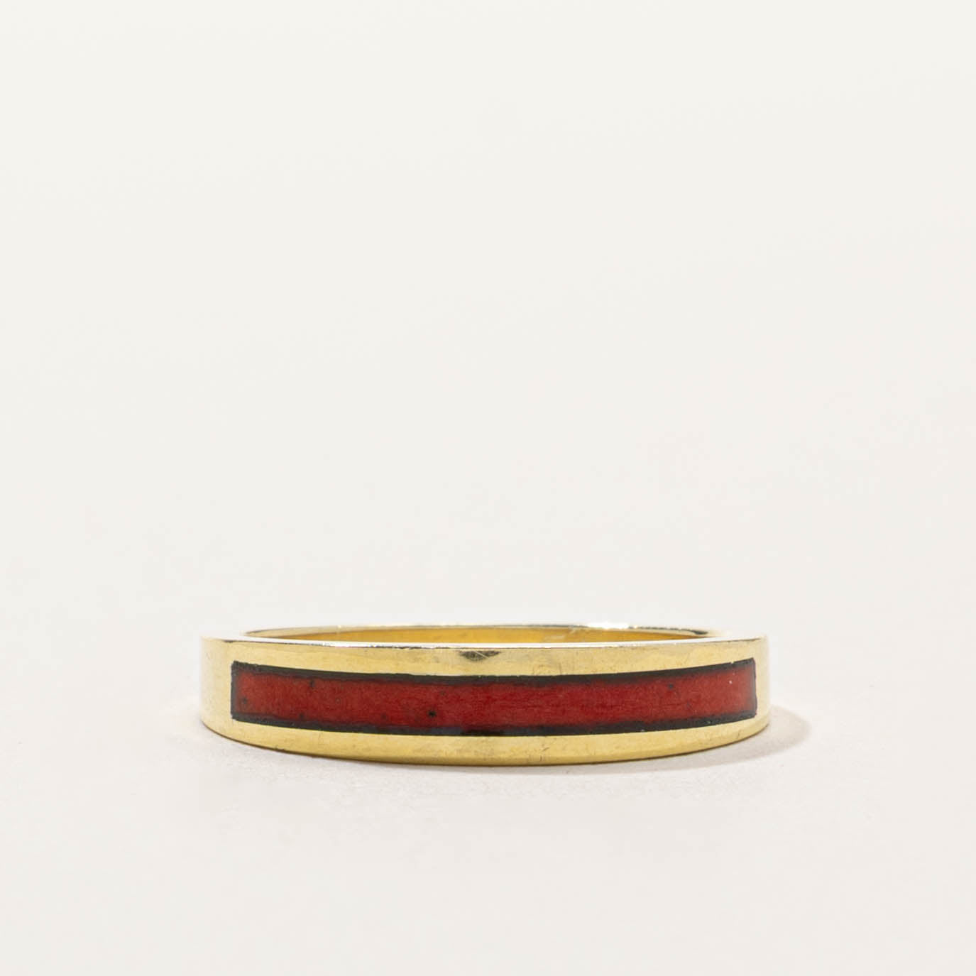 14k Semi Eternity Red Enamel Band | SZ 6