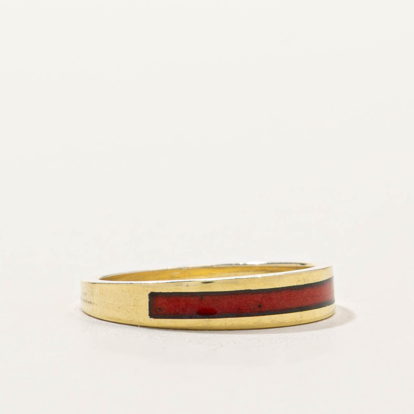 14k Semi Eternity Red Enamel Band | SZ 6