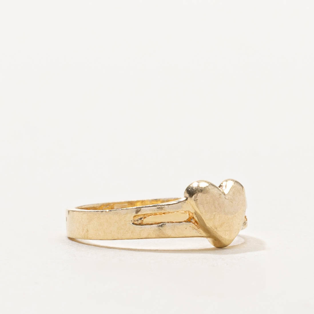 10k Yellow Gold Heart Split Ring | SZ 1.75