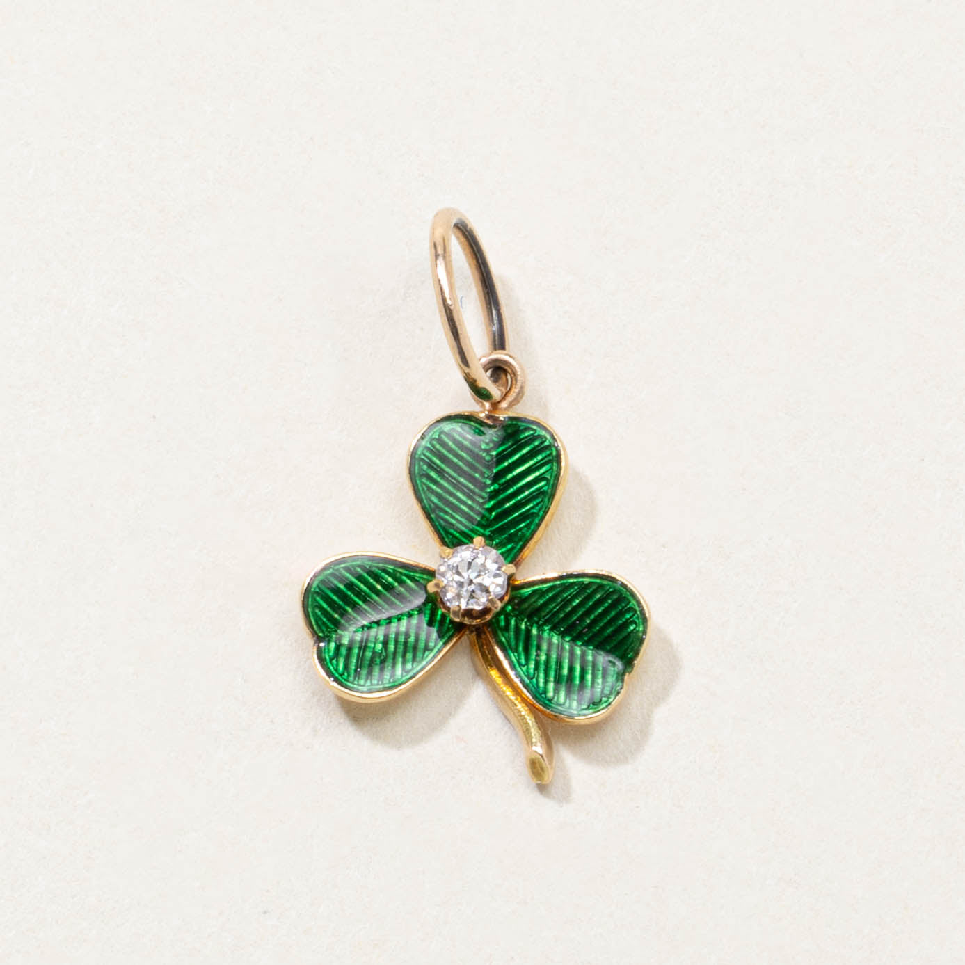 18k Diamond Enamel Clover Pendant | 0.08ctw