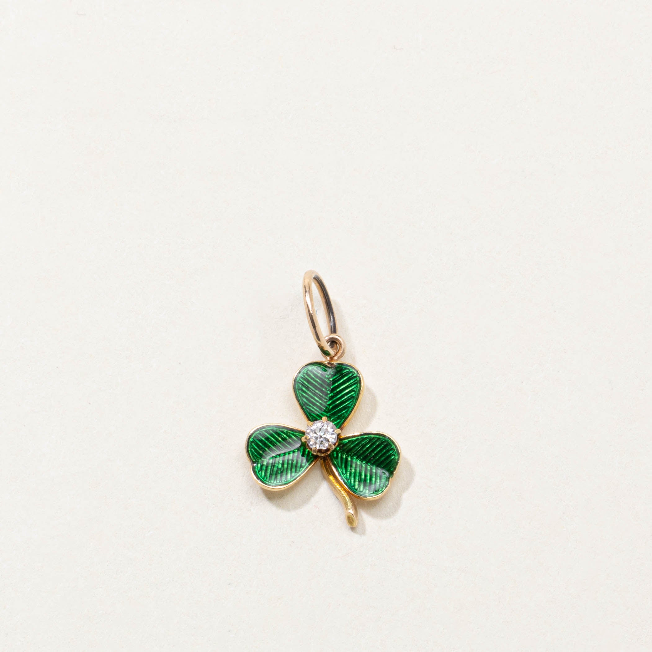 18k Diamond Enamel Clover Pendant | 0.08ctw