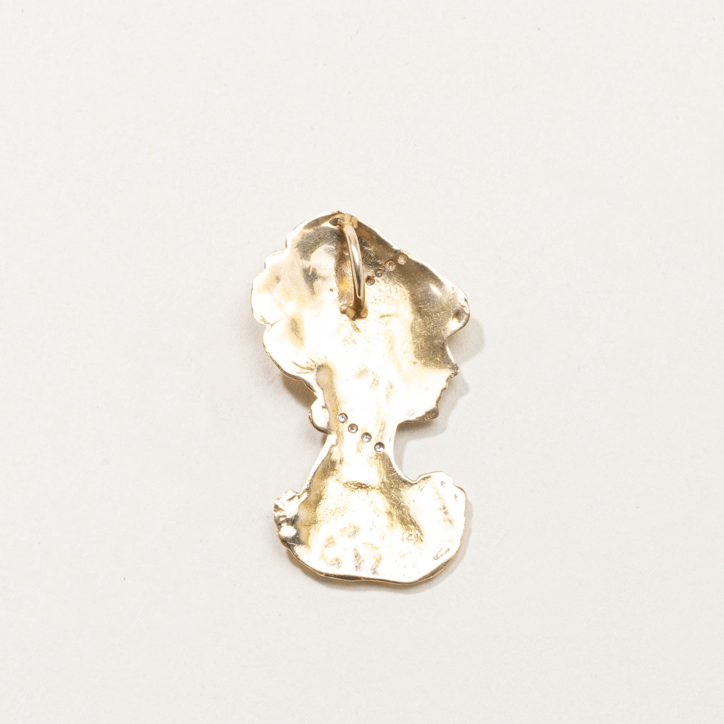 14k Art Nouveau Diamond Human Profile Pendant | 0.07ctw