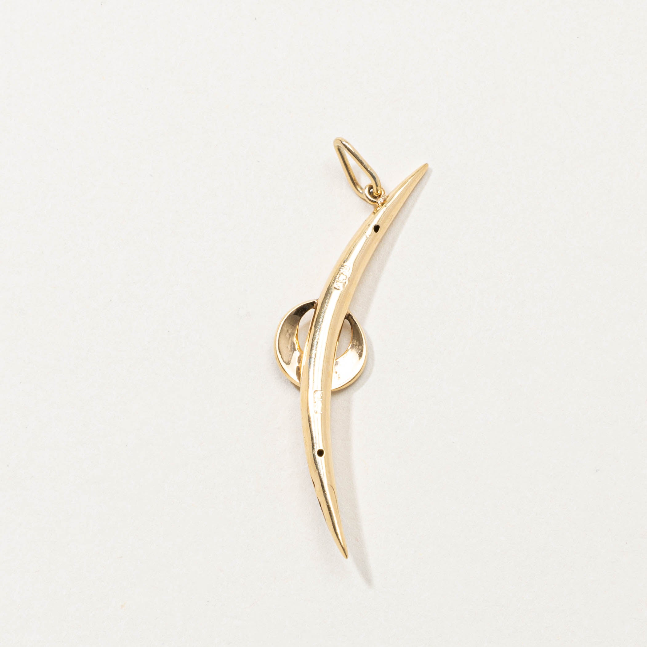 9k Seed Pearl Abstract Moon Pendant