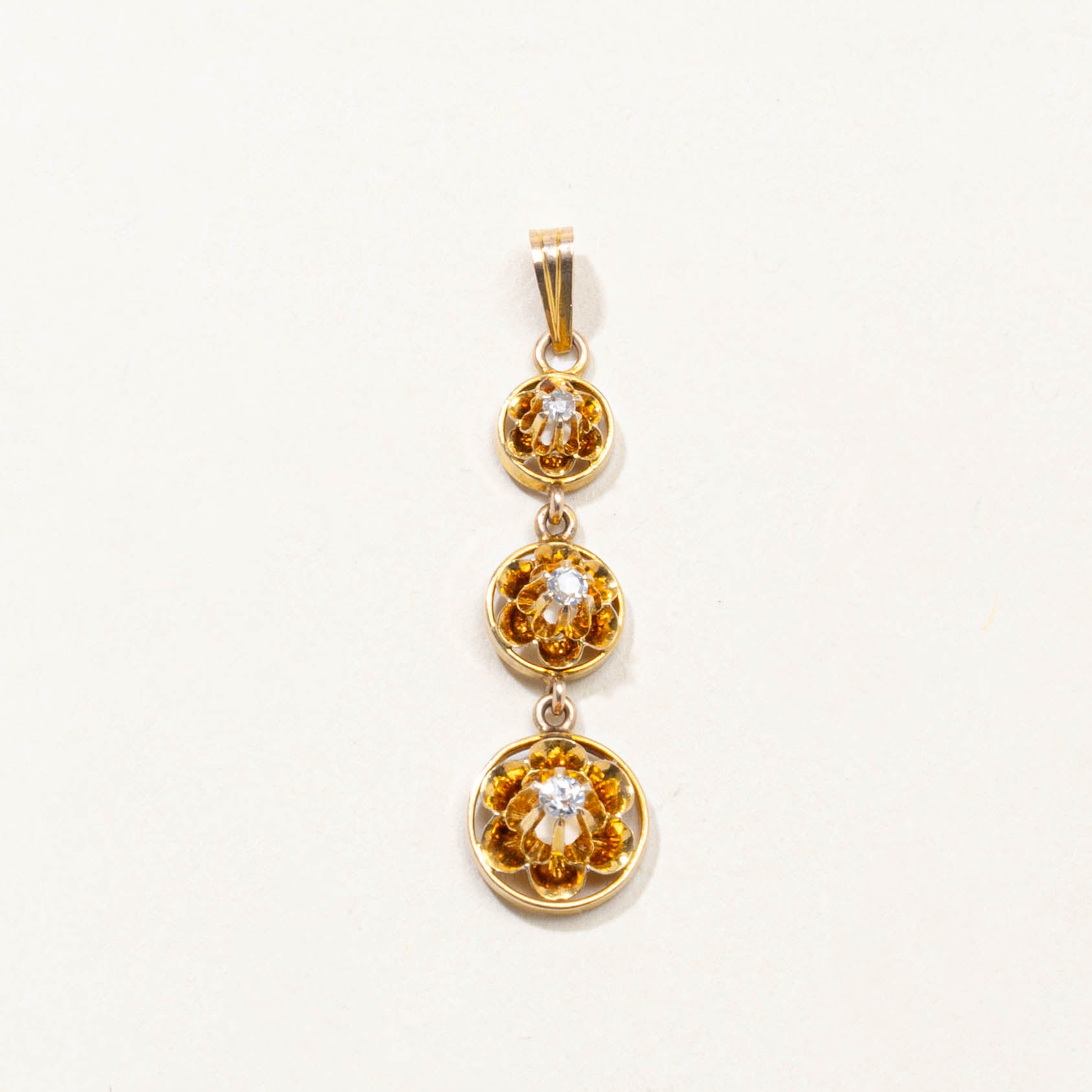 10k Belcher Set Diamond Drop Pendant | 0.11ctw