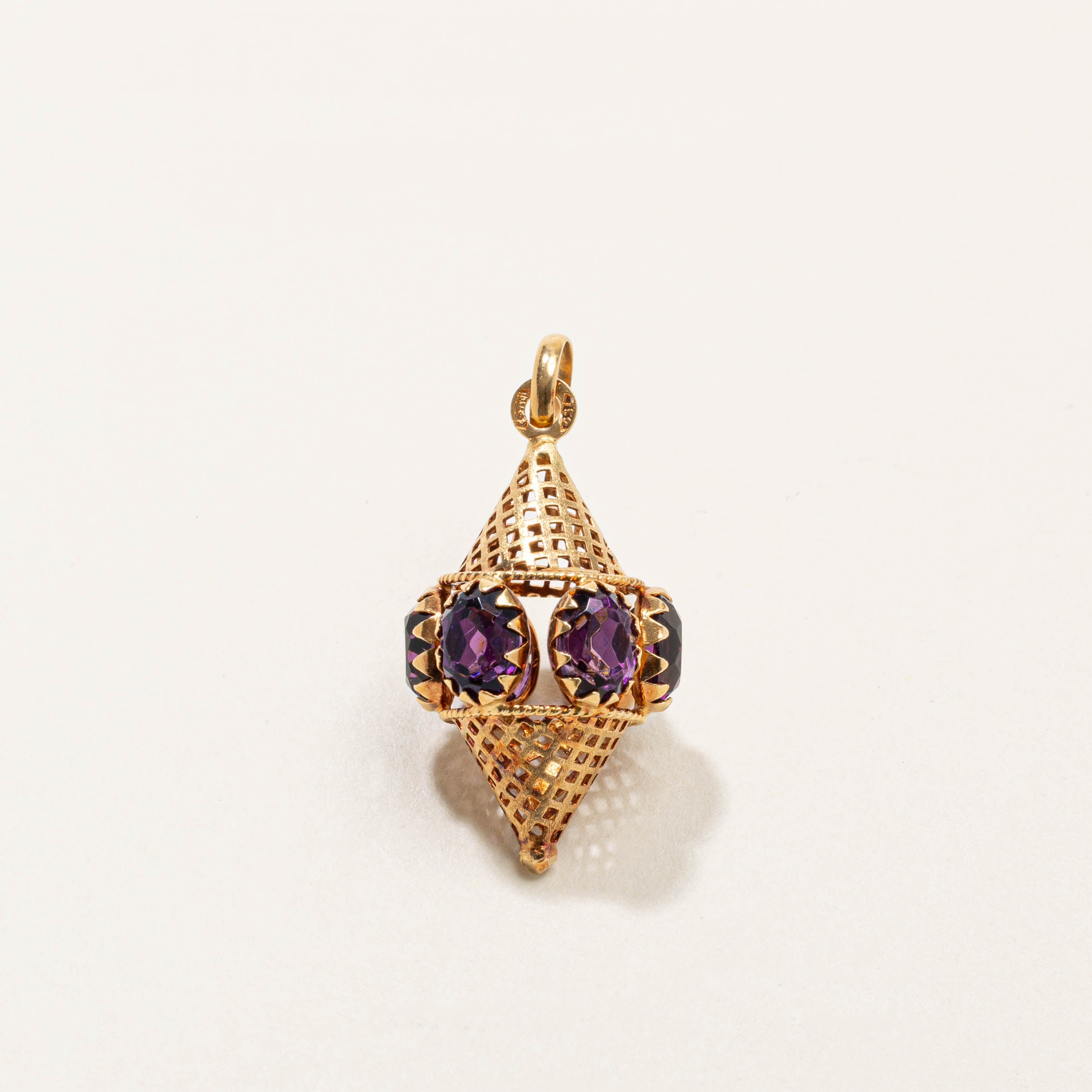 Vintage Italian Purple Glass Openwork Rope Pendant | 8.00ctw
