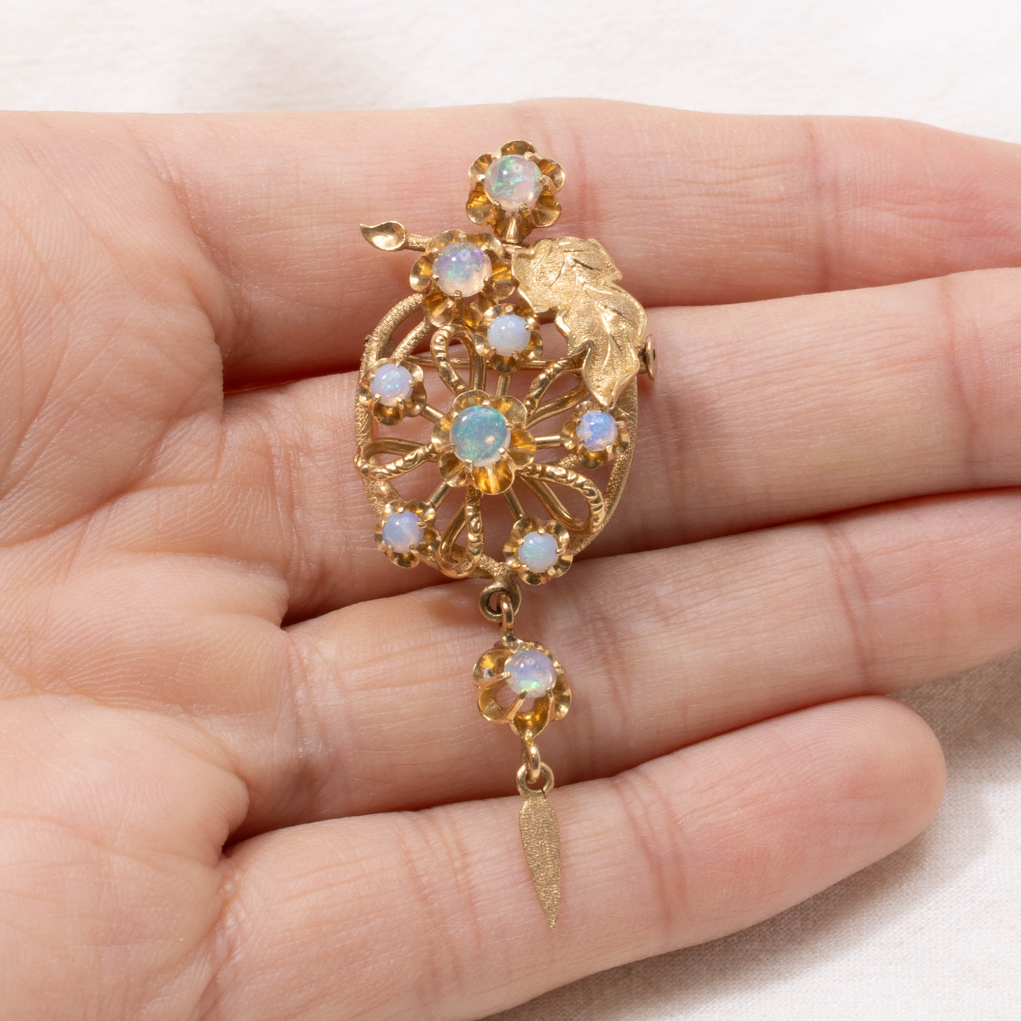 18k Scattered Opal Openwork Floral Brooch | 1.15ctw