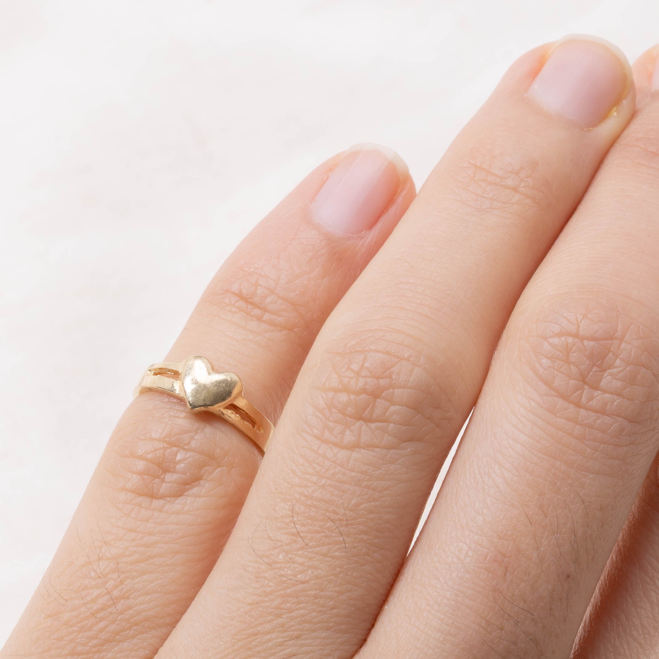 10k Yellow Gold Heart Split Ring | SZ 1.75