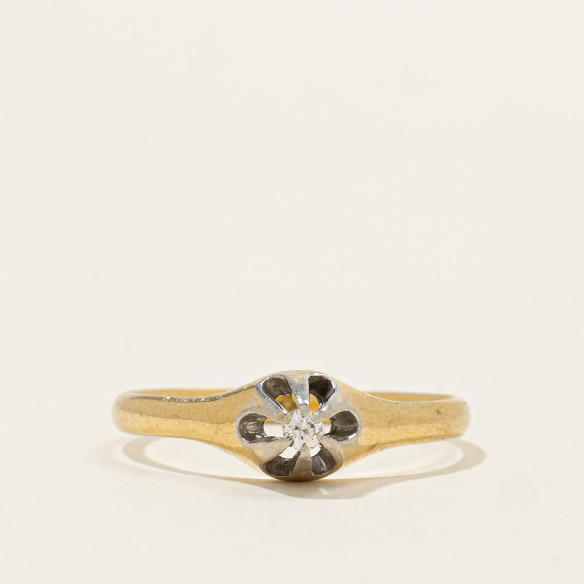 'Birks' Belcher Set Diamond Petite Ring | SZ 6.25