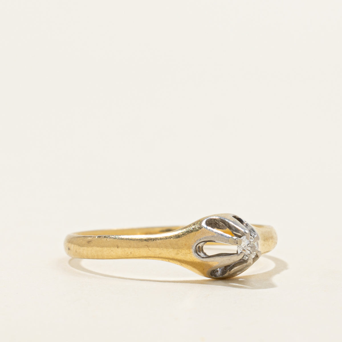 'Birks' Belcher Set Diamond Petite Ring | SZ 6.25