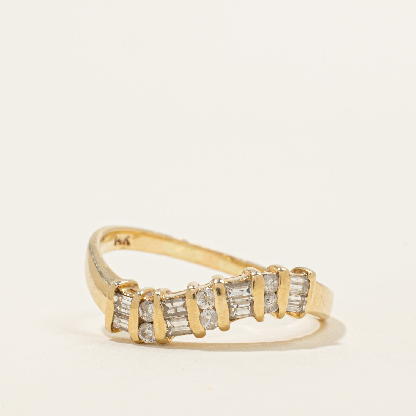 14k Multi Cut Semi Eternity Diamond Wave Band | 4.5mm | SZ 8.75