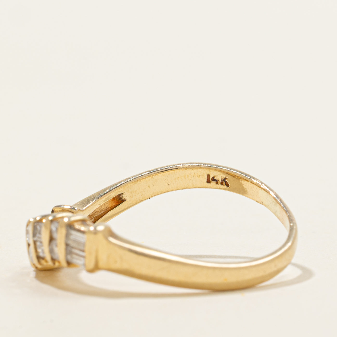 14k Multi Cut Semi Eternity Diamond Wave Band | 4.5mm | SZ 8.75