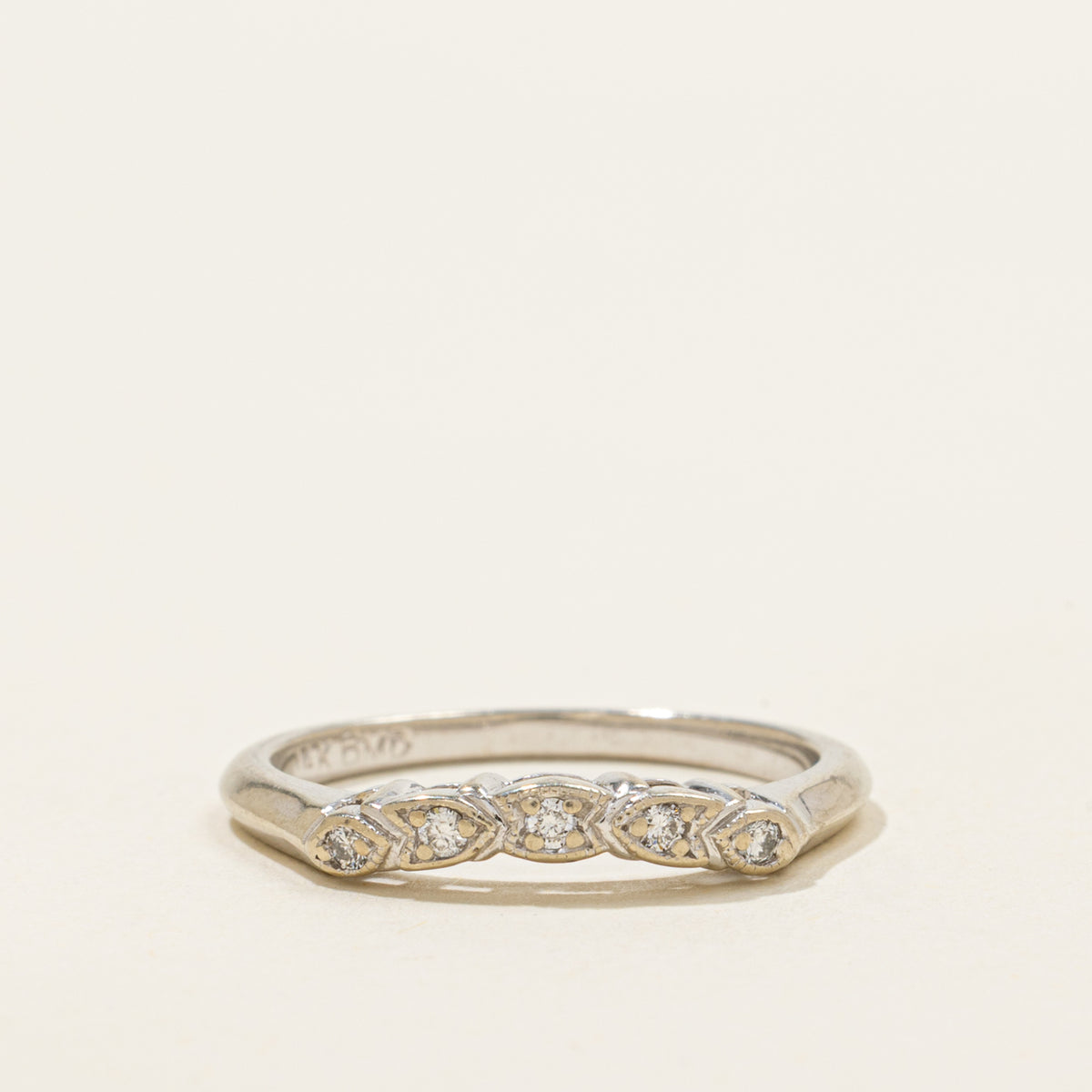 14k Five Stone Diamond Geometric Contour Band | 1.6mm | SZ 6.5