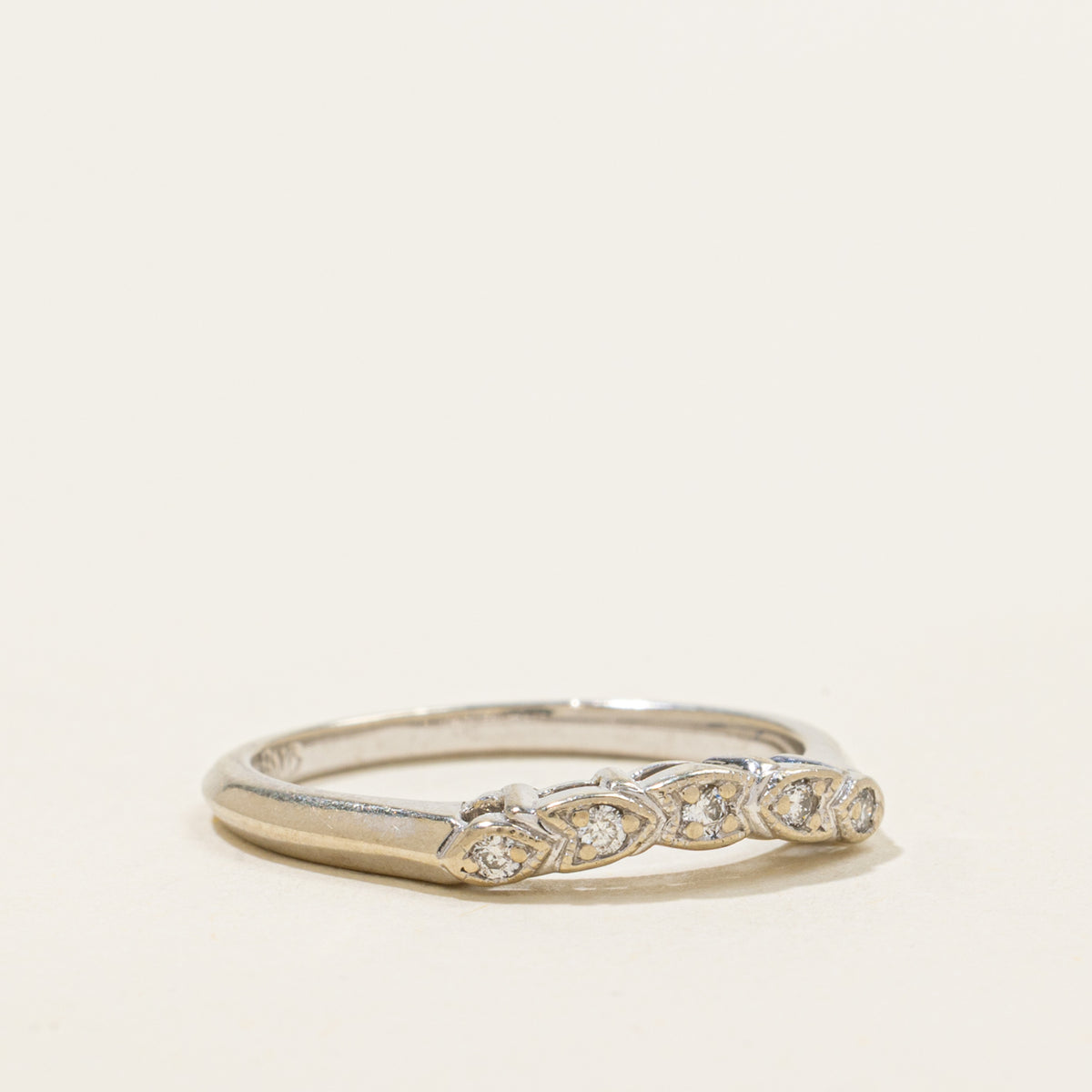 14k Five Stone Diamond Geometric Contour Band | 1.6mm | SZ 6.5