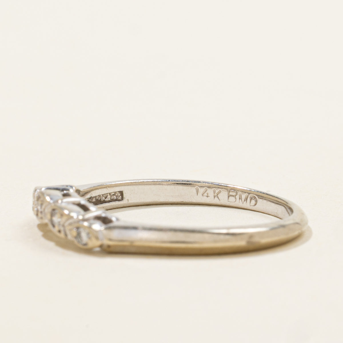 14k Five Stone Diamond Geometric Contour Band | 1.6mm | SZ 6.5