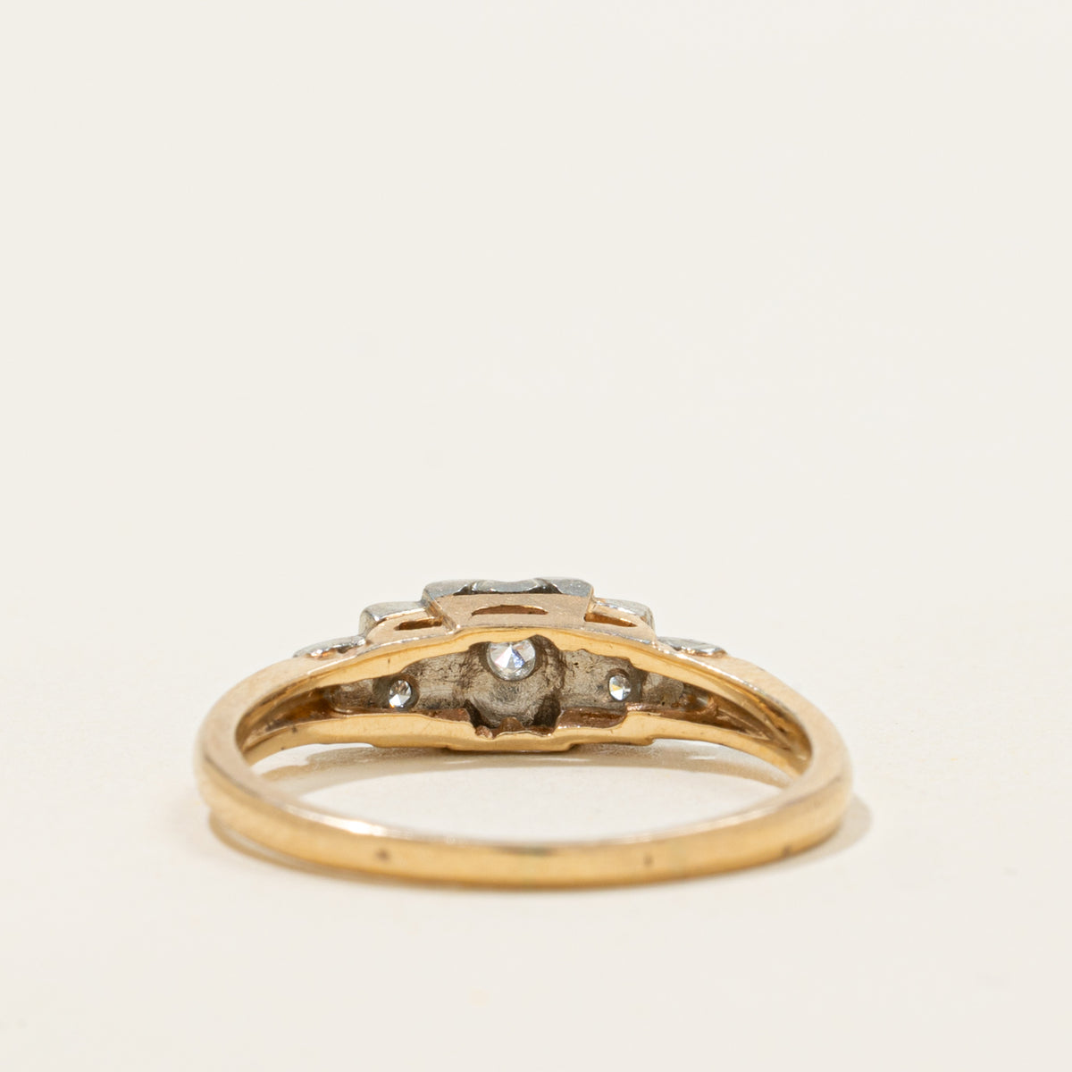 14k Two Tone Illusion Set Diamond Ring | SZ 7.5