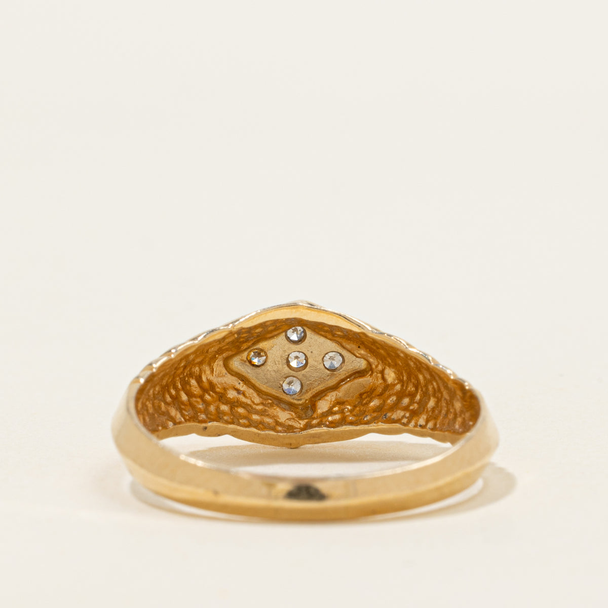 14k Diamond Rhombus Cluster Grooved Ring | SZ 9
