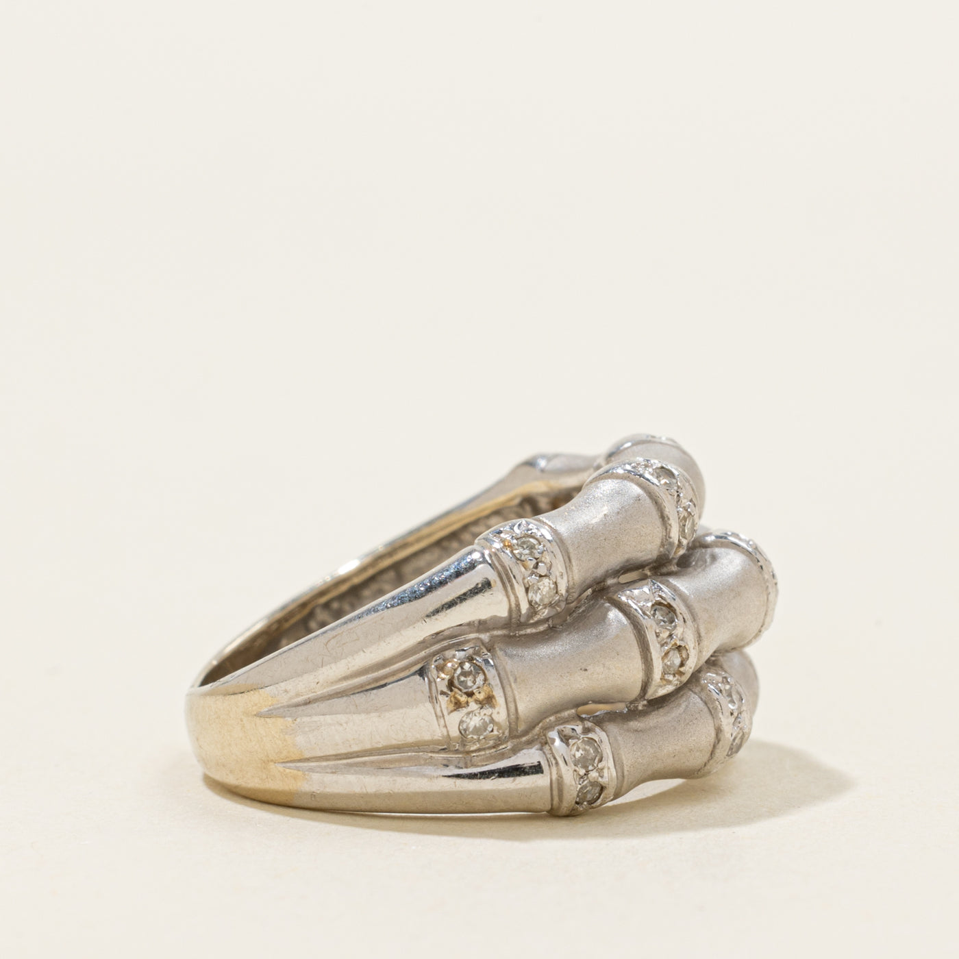14k Diamond Accented Layered Bamboo Ring | SZ 5